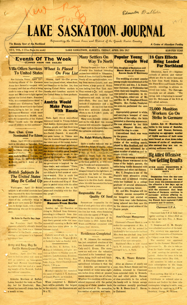 53 - 1917 April 20 Lake Saskatoon Journal